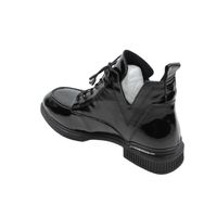 Жіночі короткі лакові черевики з оригінальним дизайном GUERO, Черный, 37