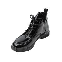 Женские короткие лаковые ботинки с оригинальным дизайном GUERO, Черный, 37